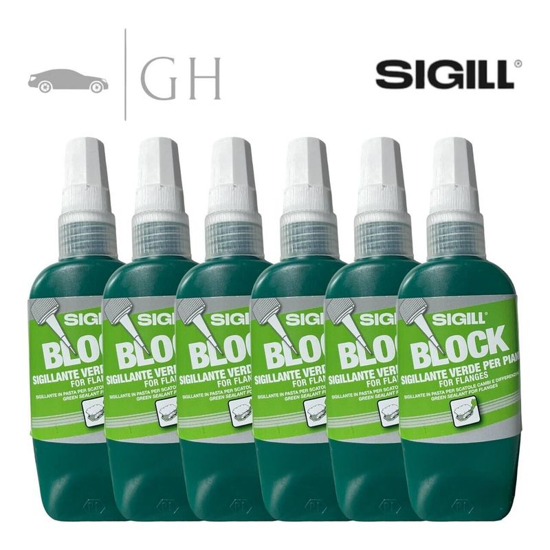 SIGILL - 6 X SIGILLANTI VERDE BLOCK FRENA FILETTI ANAEROBICO PER SUPERFICI PIANE