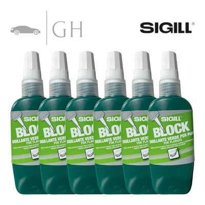SIGILL - 6 X SIGILLANTI VERDE BLOCK FRENA FILETTI ANAEROBICO PER SUPERFICI PIANE