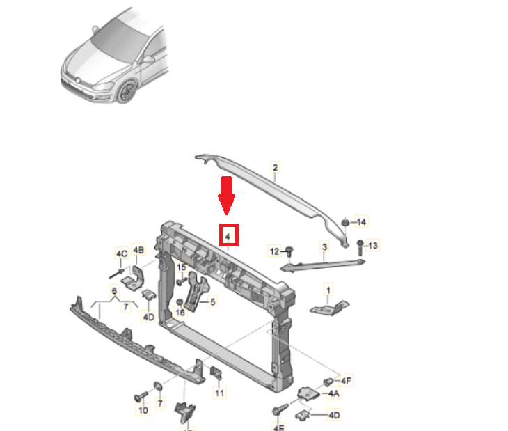 OSSATURA CALANDRA / RIVESTIMENTO FRONTALE ANT. VW GOLF VII (7) 2015 - 5G0805588AC
