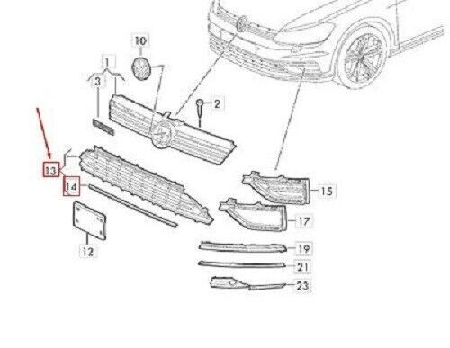 GRIGLIA RADIATORE INF. CON CORNICE CROMATA PARAURTI ANT. VW GOLF 7.5 (VII) 2017 - 5G0853671GRYP