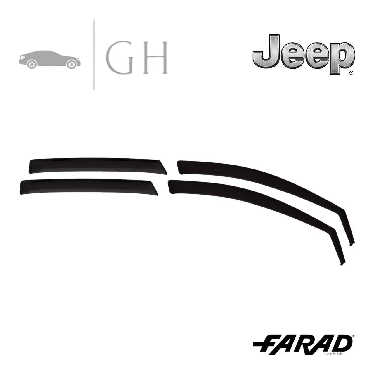FARAD - SET 4 DEFLETTORI ARIA ANTIVENTO / ANTIPIOGGIA FUME&#39; JEEP COMPASS 2018 II - 1-17.041