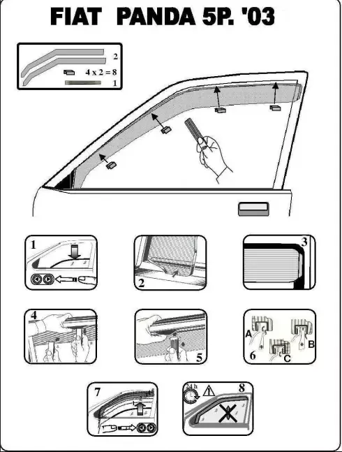 FARAD - SET 2 DEFLETTORI ARIA ANTIVENTO / ANTIPIOGGIA FUME' FIAT PANDA 169 2005 - 1-12.419