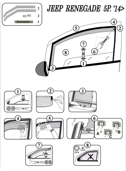 FARAD - SET 2 DEFLETTORI ARIA ANTIVENTO / ANTIPIOGGIA FUME' JEEP RENEGADE 2016 - 1-14.171M