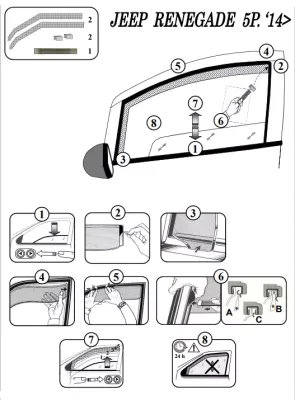 FARAD - SET 2 DEFLETTORI ARIA ANTIVENTO / ANTIPIOGGIA FUME' JEEP RENEGADE 2016 - 1-14.171M