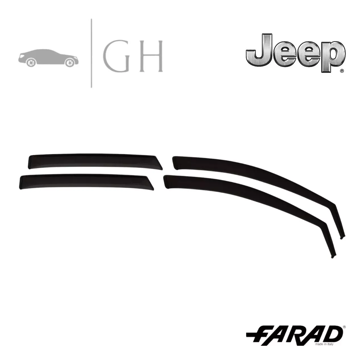 FARAD - SET 4 DEFLETTORI ARIA ANTIVENTO / ANTIPIOGGIA FUME&#39; JEEP RENEGADE 2016 - 1-17.012