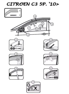 FARAD - SET 2 DEFLETTORI ARIA ANTIVENTO / ANTIPIOGGIA FUME' CITROEN C3 2012 - 1-12.562