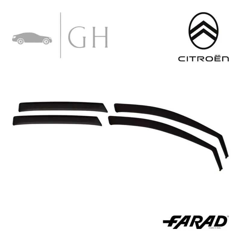 FARAD - SET 4 DEFLETTORI ARIA ANTIVENTO / ANTIPIOGGIA FUME&#39; CITROEN C3 2012 - 1-16.017