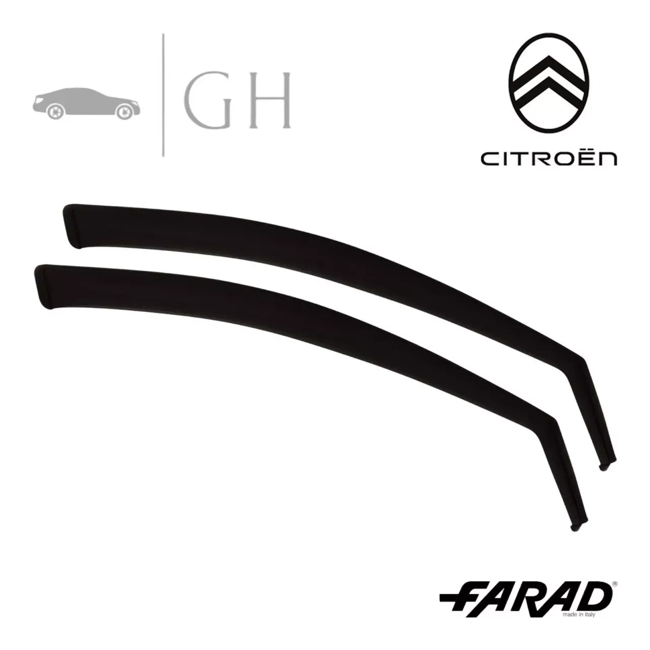 FARAD - SET 2 DEFLETTORI ARIA ANTIVENTO / ANTIPIOGGIA FUME&#39; CITROEN C3 2012 - 1-12.562