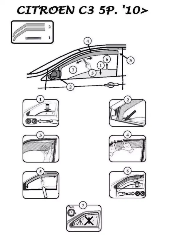 FARAD - SET 4 DEFLETTORI ARIA ANTIVENTO / ANTIPIOGGIA FUME' CITROEN C3 2012 - 1-16.017