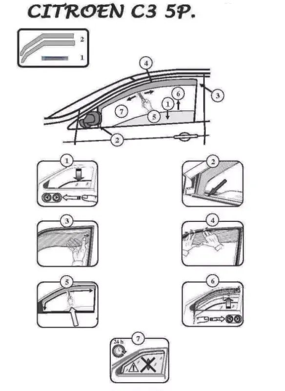 FARAD - SET 2 DEFLETTORI ARIA ANTIVENTO / ANTIPIOGGIA FUME' CITROEN C3 2020 -  1-12.692