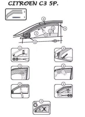 FARAD - SET 2 DEFLETTORI ARIA ANTIVENTO / ANTIPIOGGIA FUME' CITROEN C3 2020 -  1-12.692