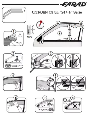 FARAD - SET 2 DEFLETTORI ARIA ANTIVENTO / ANTIPIOGGIA FUME' CITROEN C3 2025 - 1-12.875