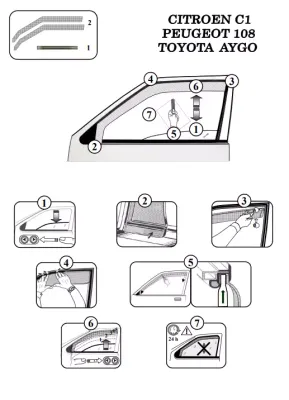 FARAD - SET 2 DEFLETTORI ARIA ANTIVENTO / ANTIPIOGGIA FUME' PEUGEOT 108 2016 3P - 1-12.613