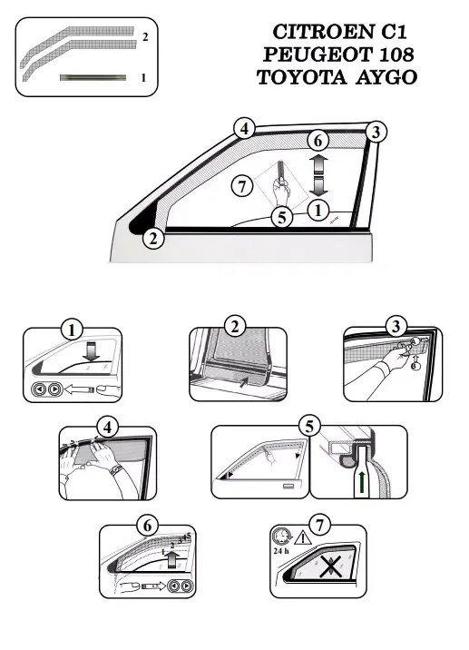 FARAD - SET 2 DEFLETTORI ARIA ANTIVENTO / ANTIPIOGGIA FUME' TOYOTA AYGO 2014 3P - 1-12.613