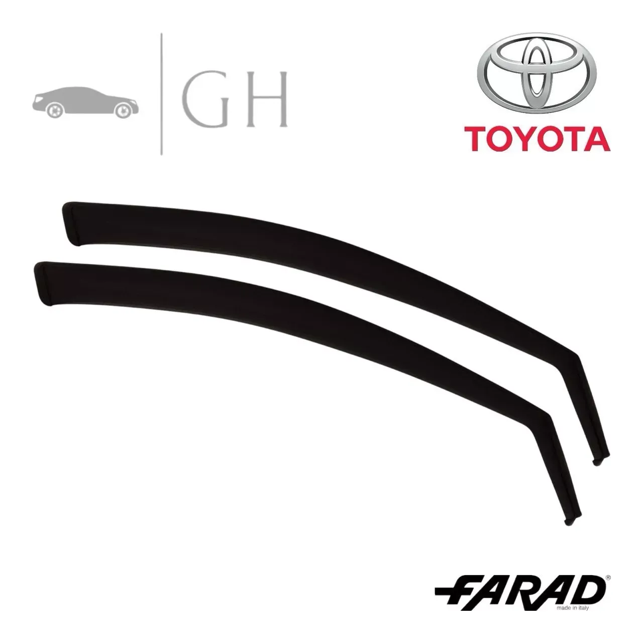 FARAD - SET 2 DEFLETTORI ARIA ANTIVENTO / ANTIPIOGGIA FUME&#39; TOYOTA AYGO 2019 5P - 1-12.601