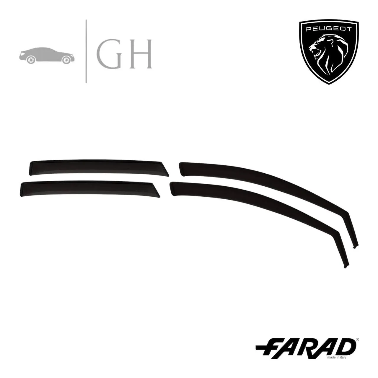 FARAD - SET 4 DEFLETTORI ARIA ANTIVENTO / ANTIPIOGGIA FUME&#39; PEUGEOT 2008 2023 - 1-16.090