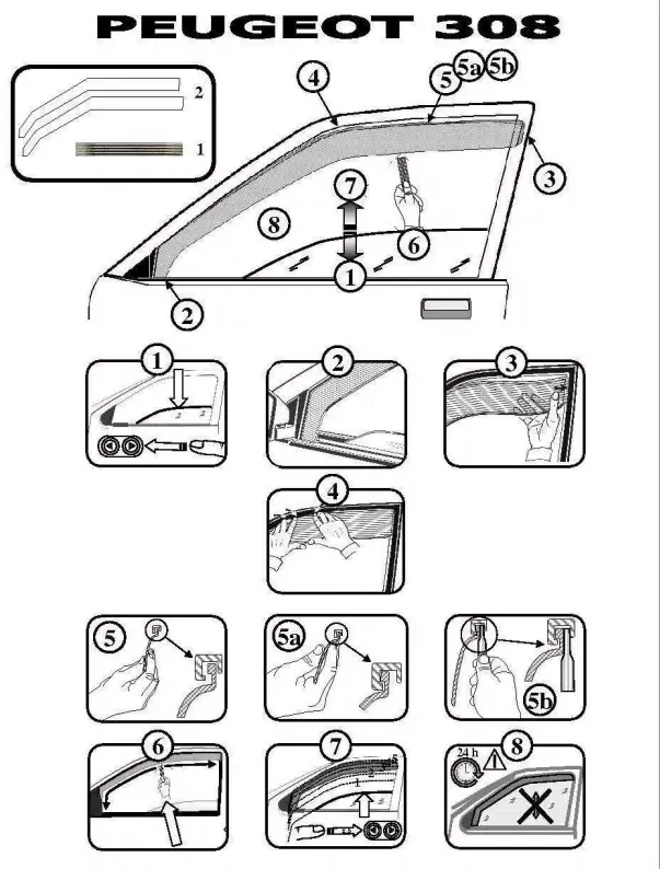 FARAD - SET 2 DEFLETTORI ARIA ANTIVENTO / ANTIPIOGGIA FUME' PEUGEOT 308 2010 5P - 1-12.529