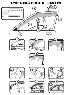 FARAD - SET 2 DEFLETTORI ARIA ANTIVENTO / ANTIPIOGGIA FUME' PEUGEOT 308 2010 5P - 1-12.529