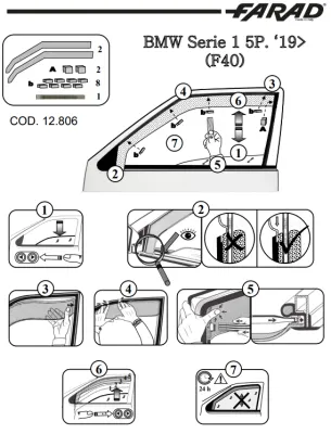 FARAD - SET 4 DEFLETTORI ARIA ANTIVENTO / ANTIPIOGGIA FUME' BMW SERIE 1 F40 2022 - 1-16.109