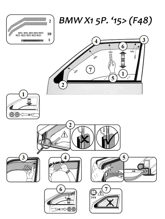 FARAD - SET 4 DEFLETTORI ARIA ANTIVENTO / ANTIPIOGGIA FUME' BMW X1 F48 2017 - 1-17.003