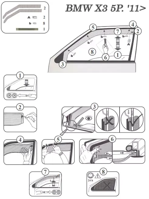 FARAD - SET 2 DEFLETTORI ARIA ANTIVENTO / ANTIPIOGGIA FUME' BMW X3 F25 2015 - 1-14.151M