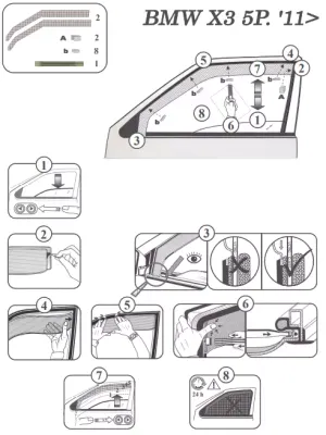 FARAD - SET 2 DEFLETTORI ARIA ANTIVENTO / ANTIPIOGGIA FUME' BMW X3 F25 2015 - 1-14.151M