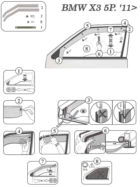 FARAD - SET 4 DEFLETTORI ARIA ANTIVENTO / ANTIPIOGGIA FUME' BMW X3 F25 2016 - 1-17.004