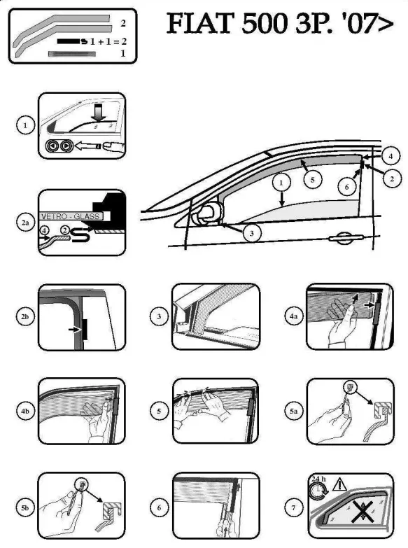 FARAD - SET 2 DEFLETTORI ARIA ANTIVENTO / ANTIPIOGGIA FIAT 500 2010 - 1-12.517