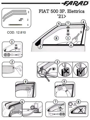 FARAD - SET 2 DEFLETTORI ARIA ANTIVENTO / ANTIPIOGGIA FIAT 500E 2022 - 1-12.810