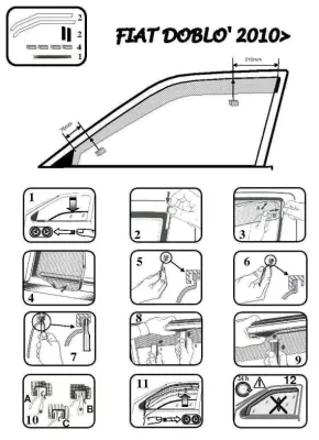FARAD - SET 2 DEFLETTORI ARIA ANTIVENTO / ANTIPIOGGIA FIAT DOBLO 2015 - 1-12.556