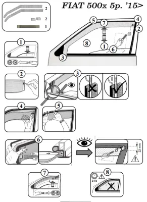 FARAD - SET 2 DEFLETTORI ARIA ANTIVENTO / ANTIPIOGGIA FIAT 500X 2018 - 1-12.663