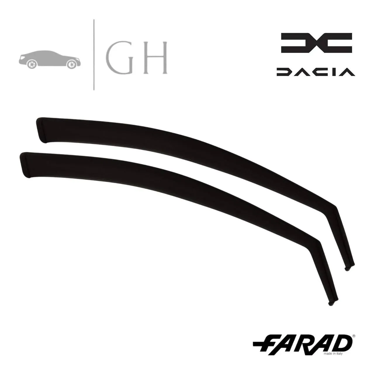 FARAD - SET 2 DEFLETTORI ARIA ANTIVENTO / ANTIPIOGGIA FUME&#39; DACIA DUSTER 2019 - 1-14.196M