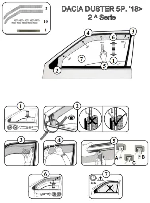 FARAD - SET 4 DEFLETTORI ARIA ANTIVENTO / ANTIPIOGGIA FUME' DACIA DUSTER 2019 - 1-17.042