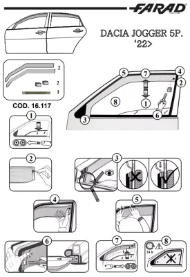 FARAD - SET 2 DEFLETTORI ARIA ANTIVENTO / ANTIPIOGGIA FUME' DACIA JOGGER 2024 - 1-12.792