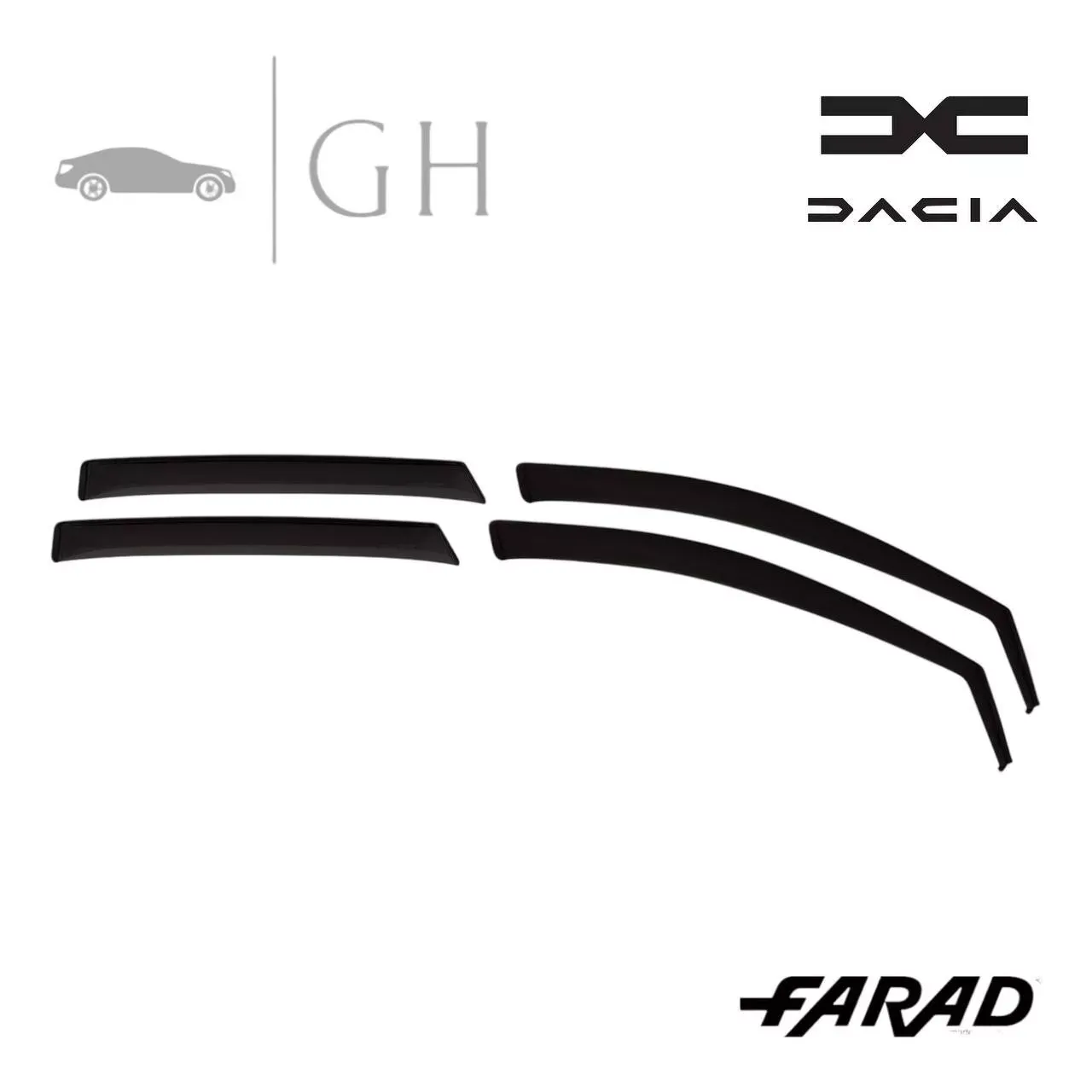 FARAD - SET 4 DEFLETTORI ARIA ANTIVENTO / ANTIPIOGGIA FUME&#39; DACIA SANDERO 2024 - 1-16.104