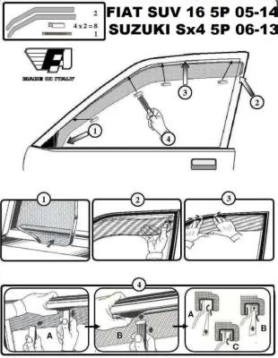 FARAD - SET 2 DEFLETTORI ARIA ANTIVENTO / ANTIPIOGGIA FIAT SEDICI (16) 2006 - 1-14.109M