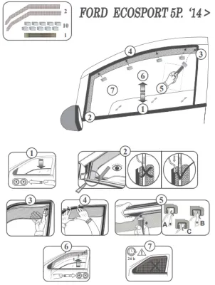 FARAD - SET 4 DEFLETTORI ARIA ANTIVENTO / ANTIPIOGGIA FUME' FORD ECOSPORT 2016 - 1-16.033