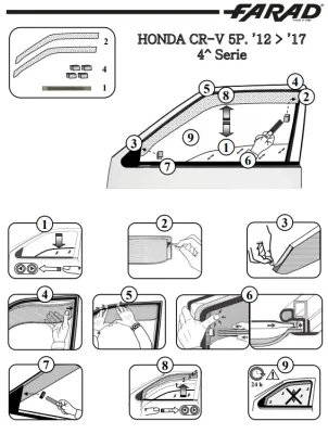 FARAD - SET 2 DEFLETTORI ARIA ANTIVENTO / ANTIPIOGGIA HONDA CR-V (IV) 2015 - 1-14.178M