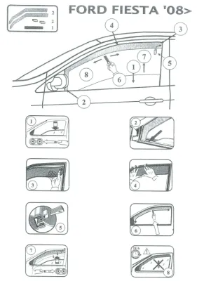 FARAD - SET 2 DEFLETTORI ARIA ANTIVENTO / ANTIPIOGGIA FORD FIESTA 2010 (5 PORTE) - 1-12.546