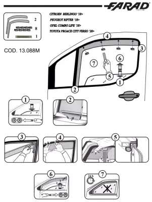 FARAD - SET 2 DEFLETTORI ARIA ANTIVENTO / ANTIPIOGGIA FIAT NUOVO DOBLO 2024 - 1-13.088M