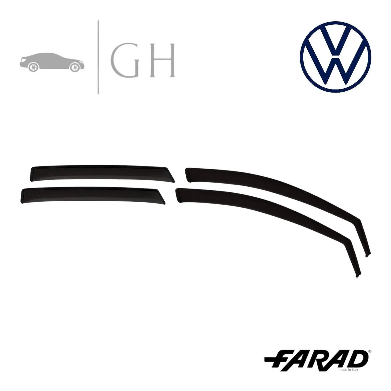 FARAD - SET 4 DEFLETTORI ARIA ANTIVENTO /ANTIPIOGGIA FUME&#39; VW GOLF VIII (8) 2022 - 1-16.097