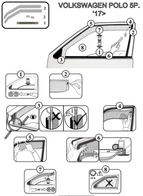 FARAD - SET 2 DEFLETTORI ARIA ANTIVENTO / ANTIPIOGGIA FUME' VW POLO VI (6) 2019 - 1-12.655