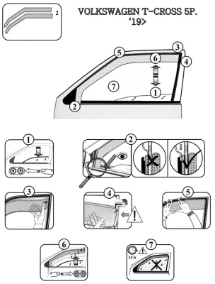 FARAD - SET 4 DEFLETTORI ARIA ANTIVENTO /ANTIPIOGGIA FUME' VW T-CROSS 2022 - 1-17.052
