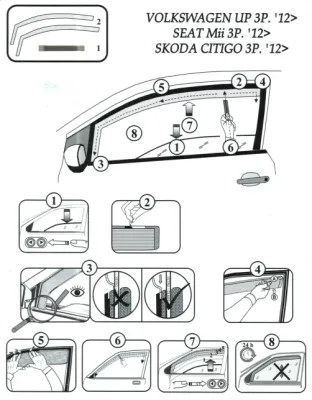 FARAD - SET 2 DEFLETTORI ARIA ANTIVENTO / ANTIPIOGGIA FUME' VW UP 2015 (3 PORTE) - 1-12.592