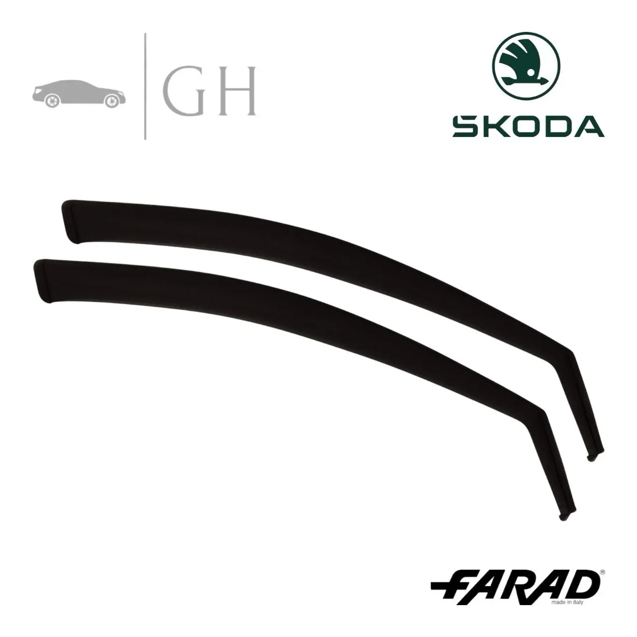 FARAD - SET 2 DEFLETTORI ARIA ANTIVENTO / ANTIPIOGGIA FUME&#39; SKODA KAMIQ 2020 - 1-14.206M