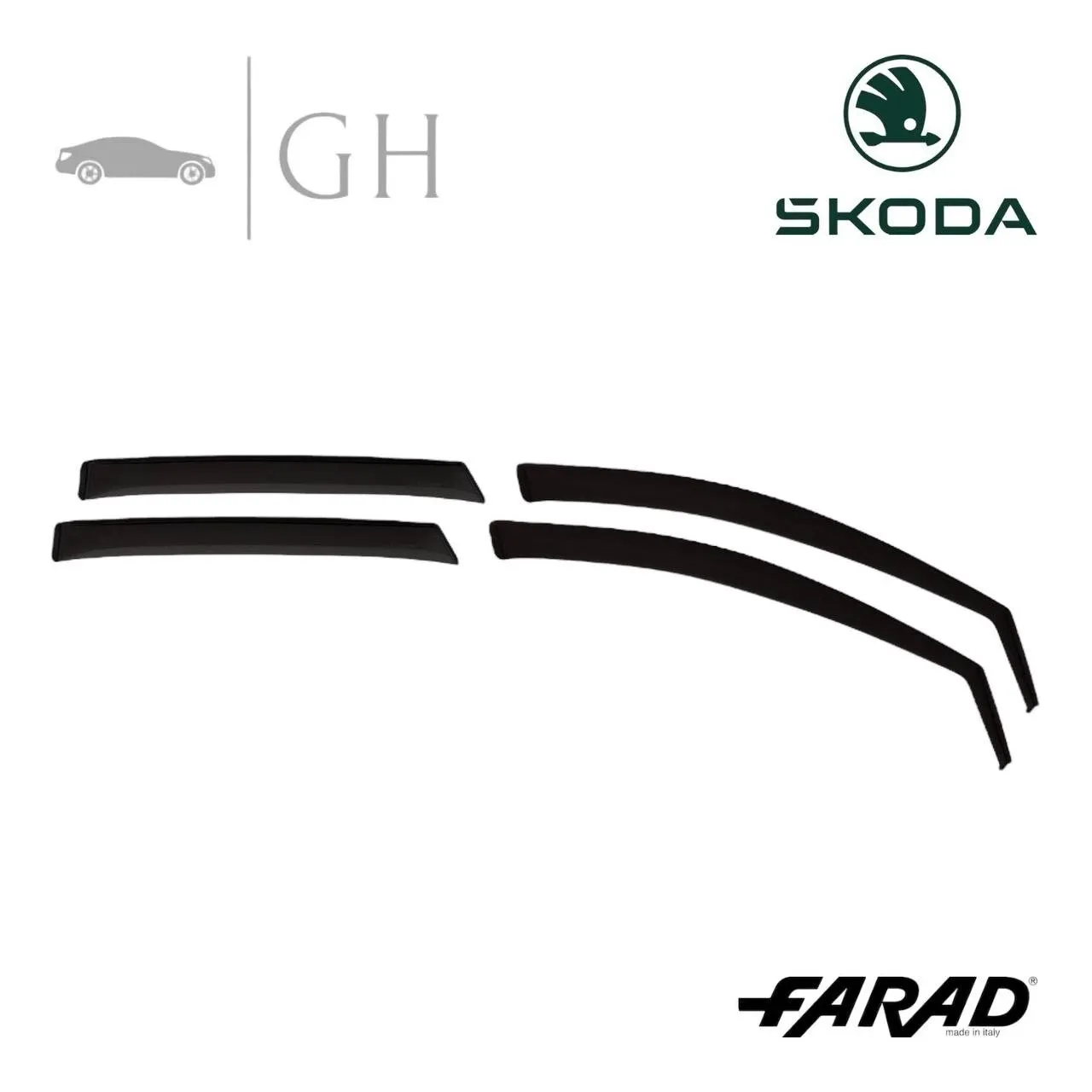 FARAD - SET 4 DEFLETTORI ARIA ANTIVENTO /ANTIPIOGGIA FUME&#39; SKODA OCTAVIA SW 2022 - 1-16.099