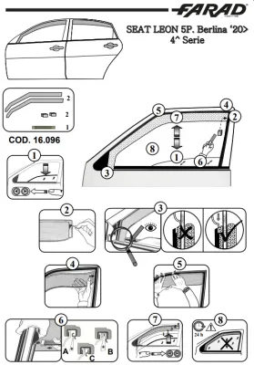 FARAD - SET 4 DEFLETTORI ARIA ANTIVENTO / ANTIPIOGGIA FUME' SEAT LEON (IV) 2022 - 1-16.096