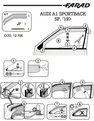 FARAD - SET 2 DEFLETTORI ARIA ANTIVENTO / ANTIPIOGGIA FUME' AUDI A1 (II) 2020 -  1-12.756