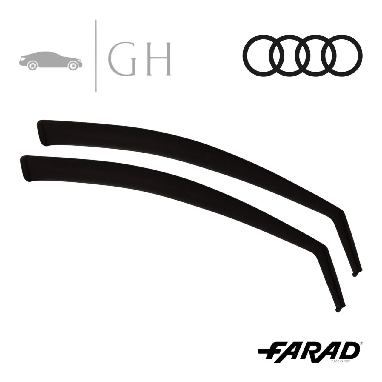 FARAD - SET 2 DEFLETTORI ARIA ANTIVENTO / ANTIPIOGGIA FUME&#39; AUDI A4 B9 2018 - 1-12.673