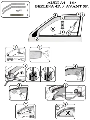 FARAD - SET 2 DEFLETTORI ARIA ANTIVENTO / ANTIPIOGGIA FUME' AUDI A4 B9 2018 - 1-12.673